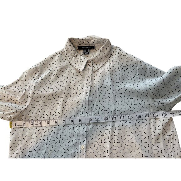 Atmosphere Womens Long Sleeve Button-Up Blouse White/Black Arrows Print Size 8 - Picture 6 of 7